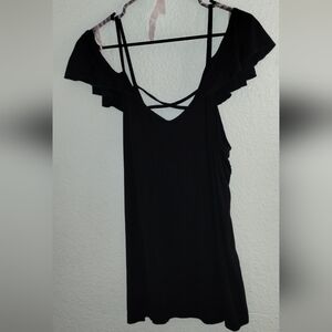 Black Ruffle Sleeve Tank Top That Can Be Worn A Few Different Ways! Size M